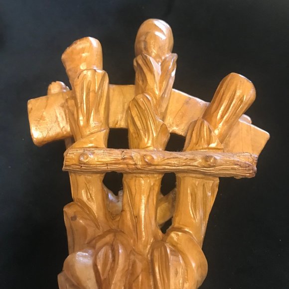 Jesus on Crucifix Cross Hand Carved Olive Wood Standing Catholic Italy - Picture 8 of 10